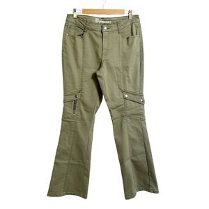 No Boundaries Army Green Cargo Zipper Flair Pants Size 12